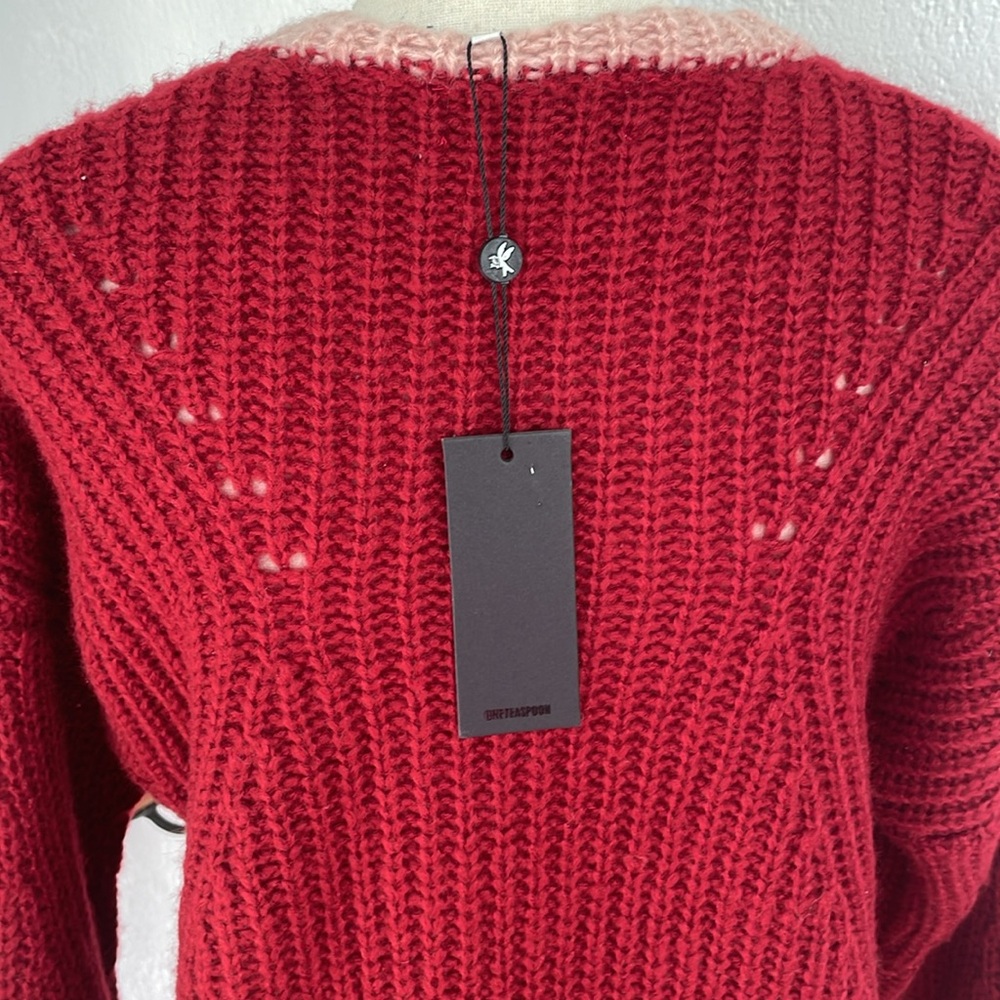 One Teaspoon Crew Neck Oversized Sweater in Wine and Pink NWT Small - Picture 4 of 7